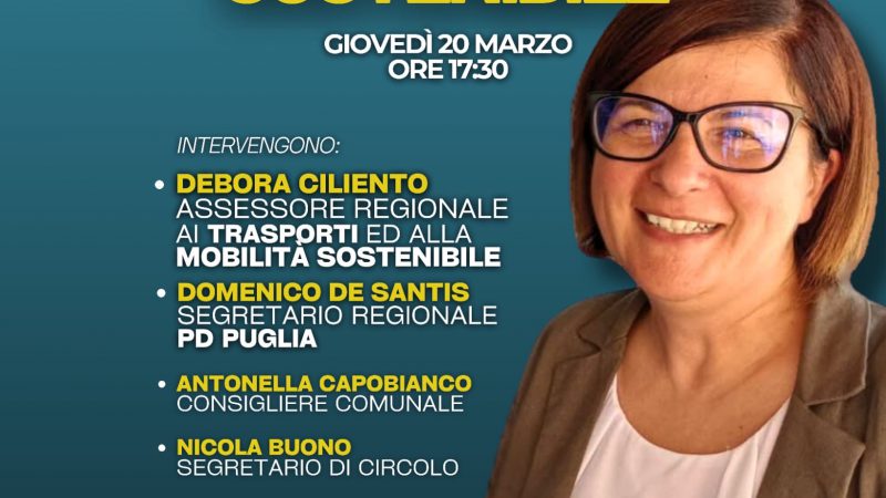 Il PD di Capurso invita in un convegno per parlare di mobilità sostenibile. Il comunicato stampa